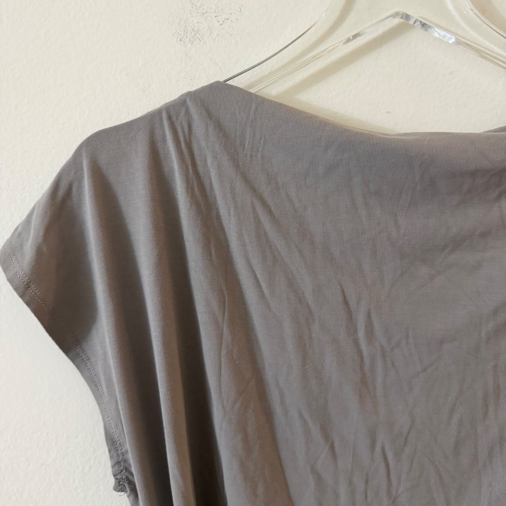OGL Eco-SkinKiss Boatneck Flutter‎ Sleeve Side Tucked Long Tee gray large NWT - Picture 15 of 16